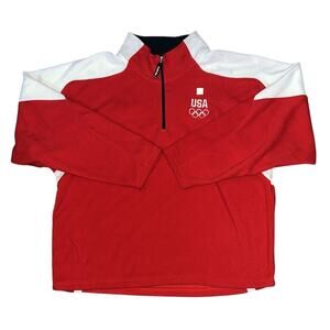 NWOT USA Team Apparel 2012 London Olympic Games Red Fleece Half Zip Pullover 2XL